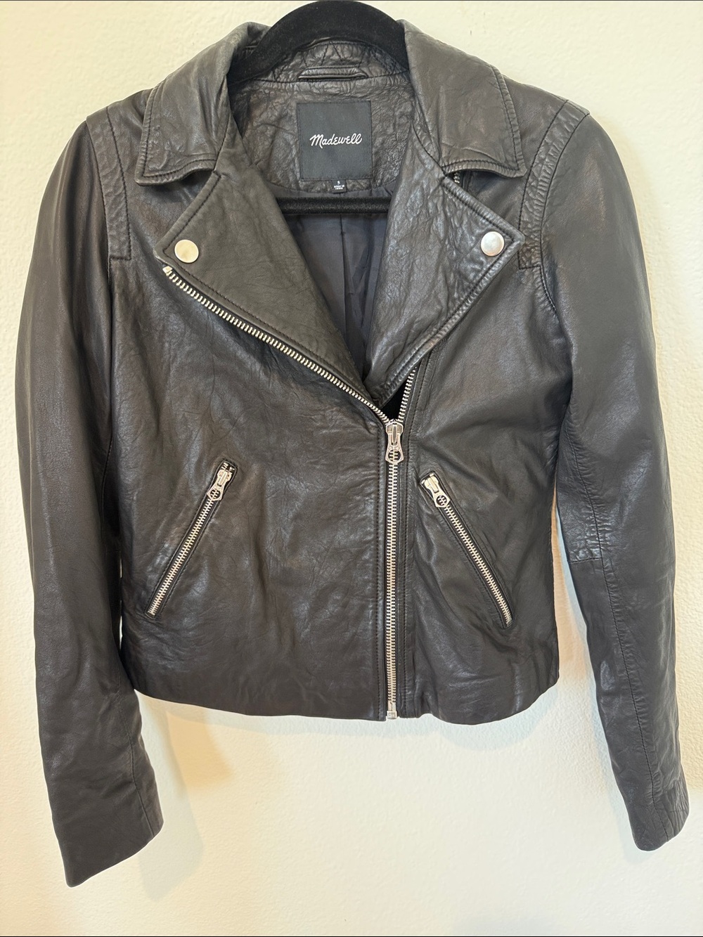 Madewell Black Leather Asymmetrical Moto Jacket S